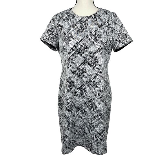 Calvin Klein Dresses & Skirts - Calvin Klein Women’s Sheath Dress Size 12 Black White Short Sleeve Zip Back